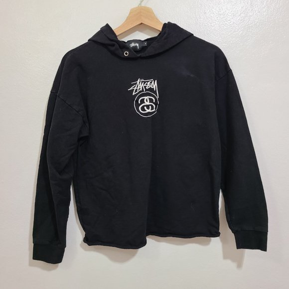 Stussy Tops - Vintage Y2K Stussy Women's Black Embroidered Hoodie Size Small